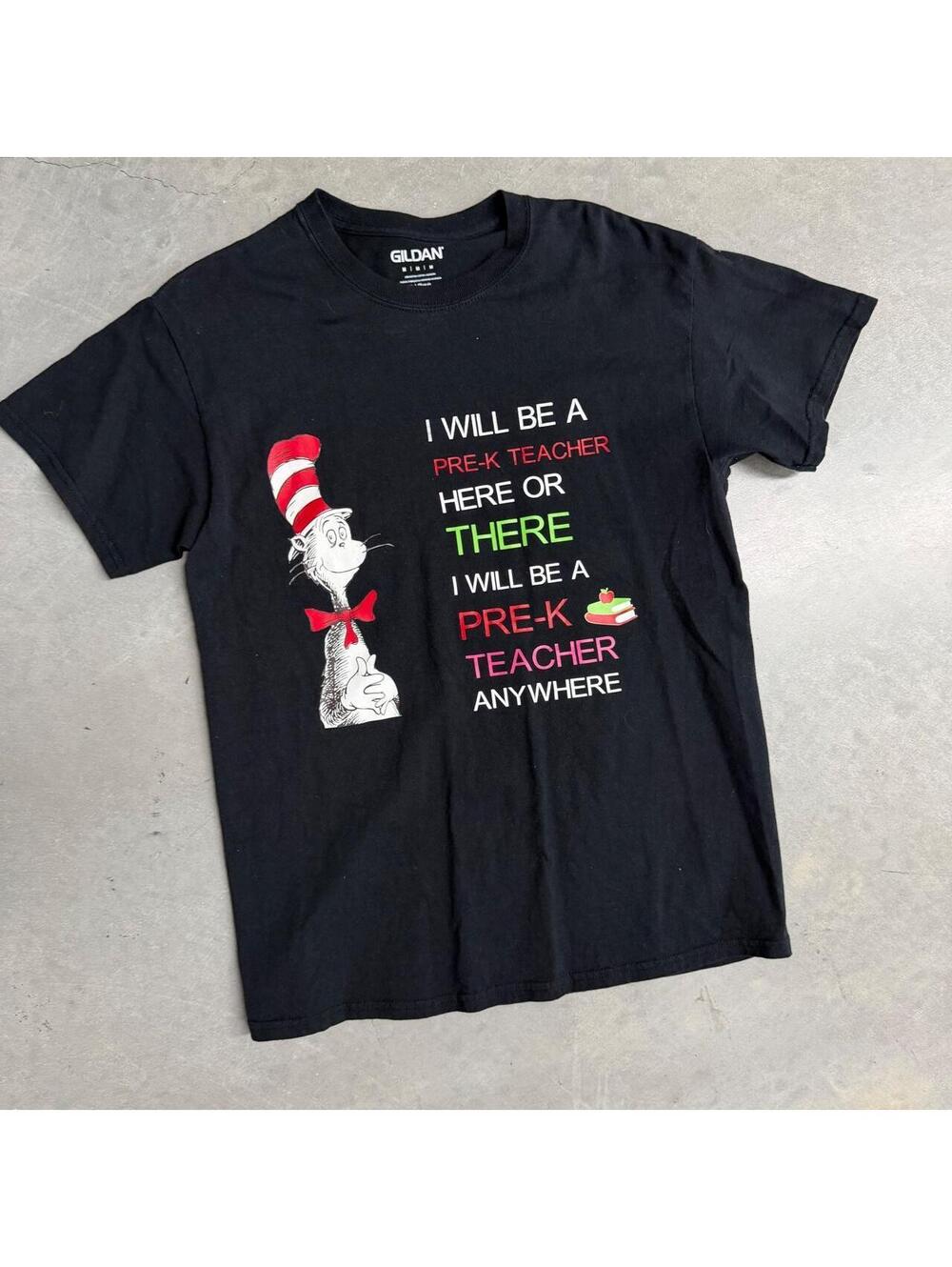 2000's Dr. Suess Pre-K Teacher Black Men's Tee Sized Medium